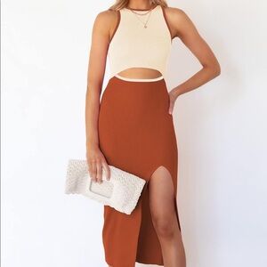 Ribbed bodycon cutout dress, size medium